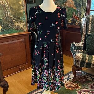 LuLaRoe Black Dress with Colorful Floral Design